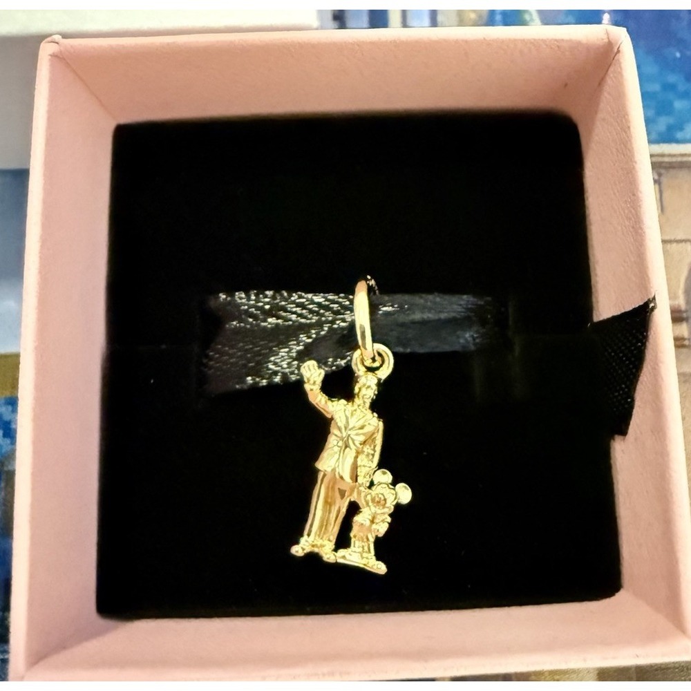 2026 Disney Parks Walt & Mickey Mouse Gold Dangle Pandora Charm NEW